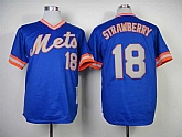 New York Mets #18 Strawberry 1983 Mitchell And Ness Throwback Blue Pullover Stitched MLB Jersey Sanguo,baseball caps,new era cap wholesale,wholesale hats